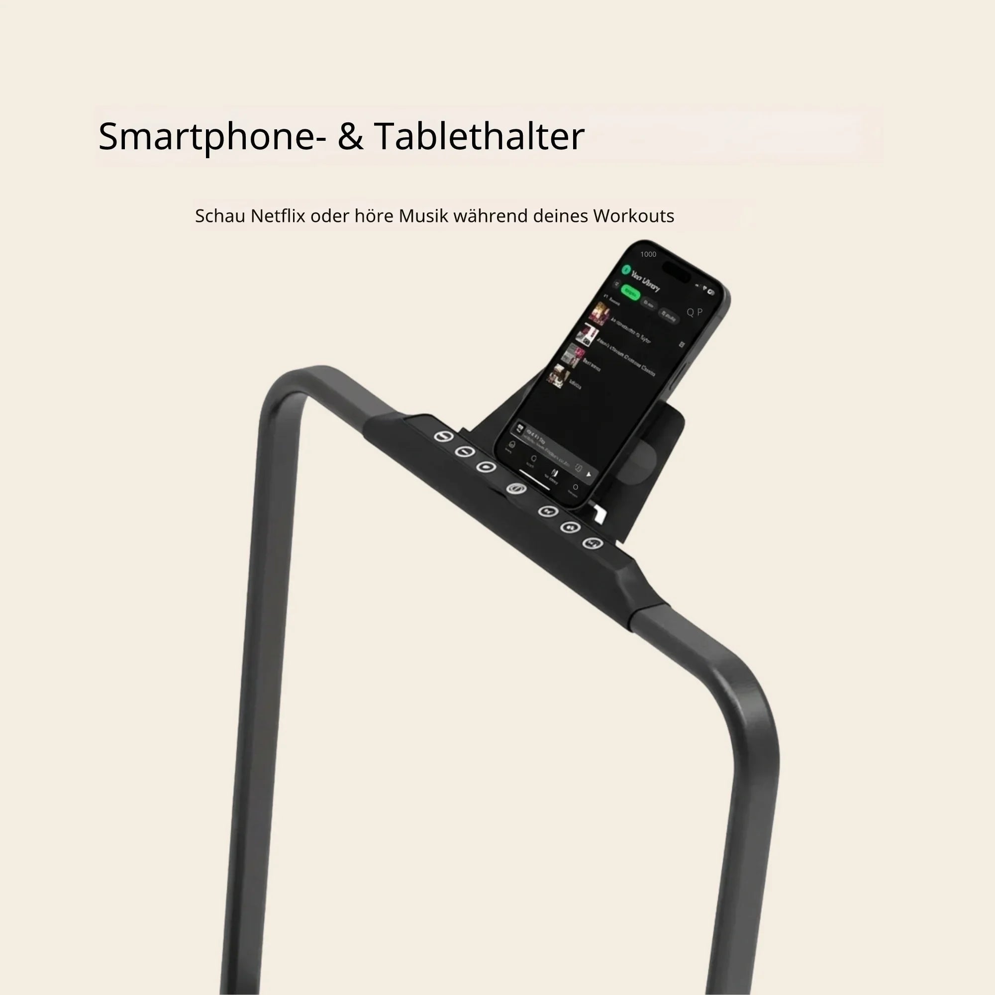 Laufband mit Smartphone- und Tablethalter, Bedienfeld und Musikstreaming-Funktion