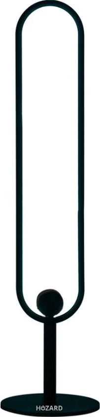 Modernes, minimalistisches Sicherheitsgerät auf rundem Standfuß, schwarzes Metall-Design