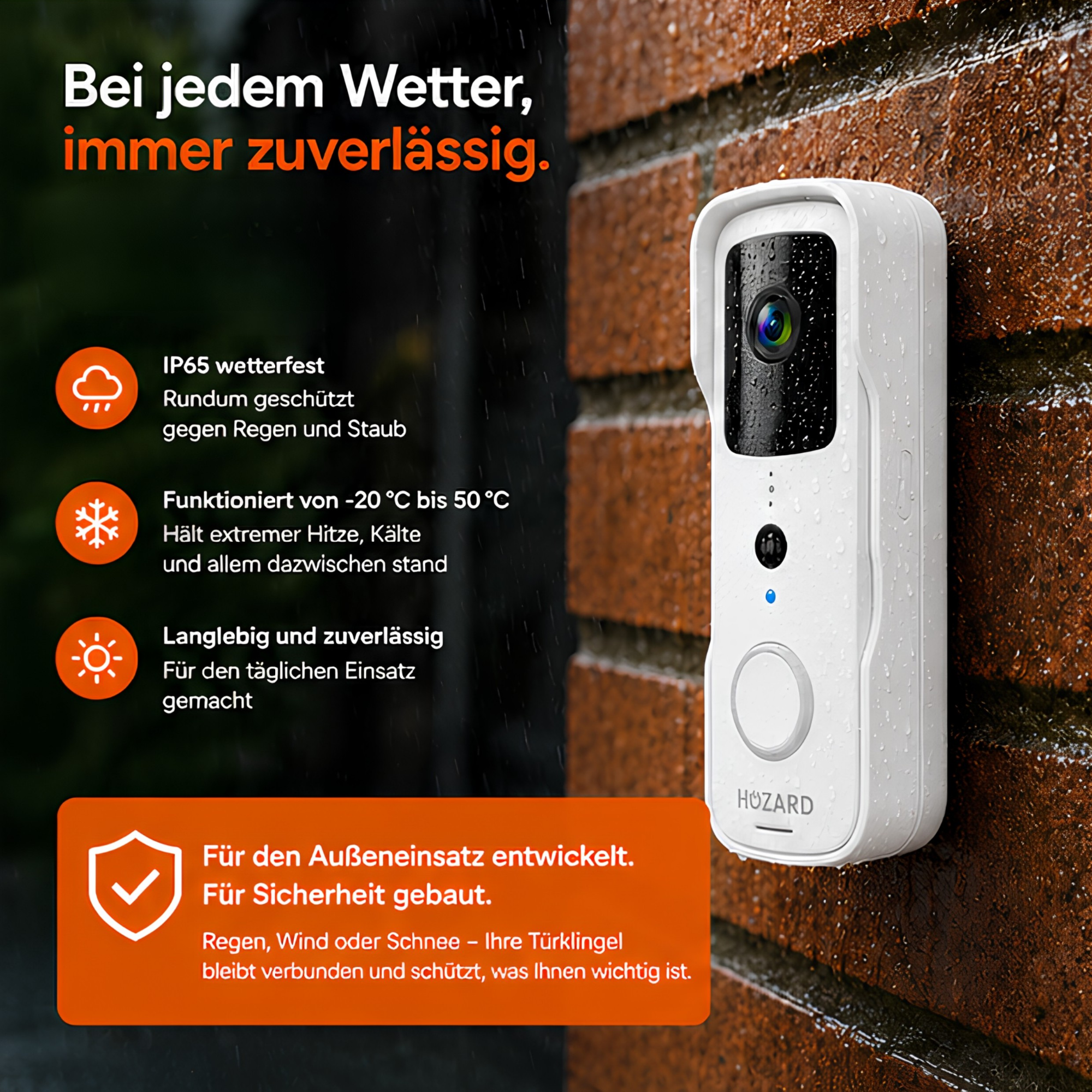Türklingel mit Kamera und DingDong – Drahtlose Video-Türklingel – 5200 mAh - Weiß
