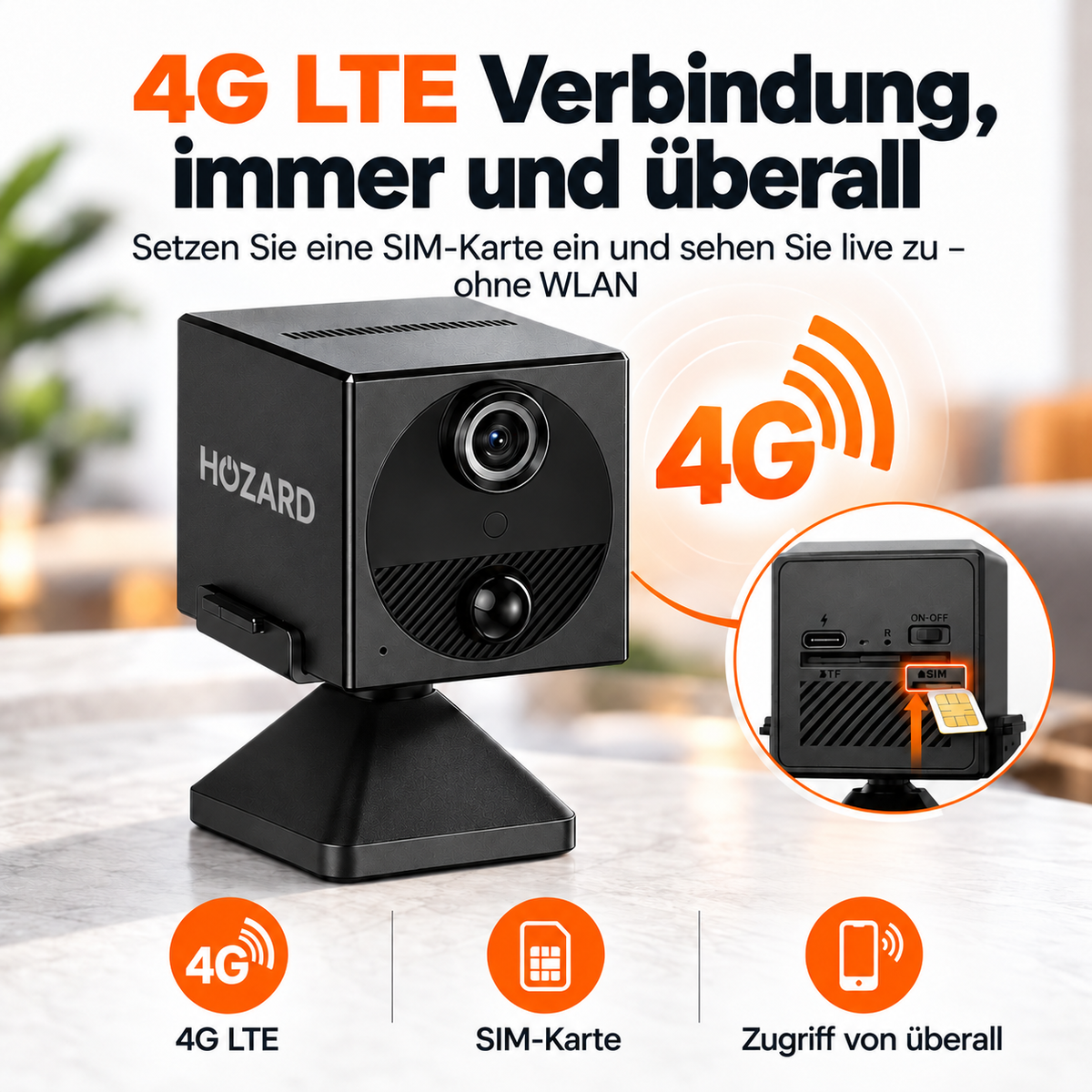 4G Mini Überwachungskamera - 2K - PIR - 3200 mAh