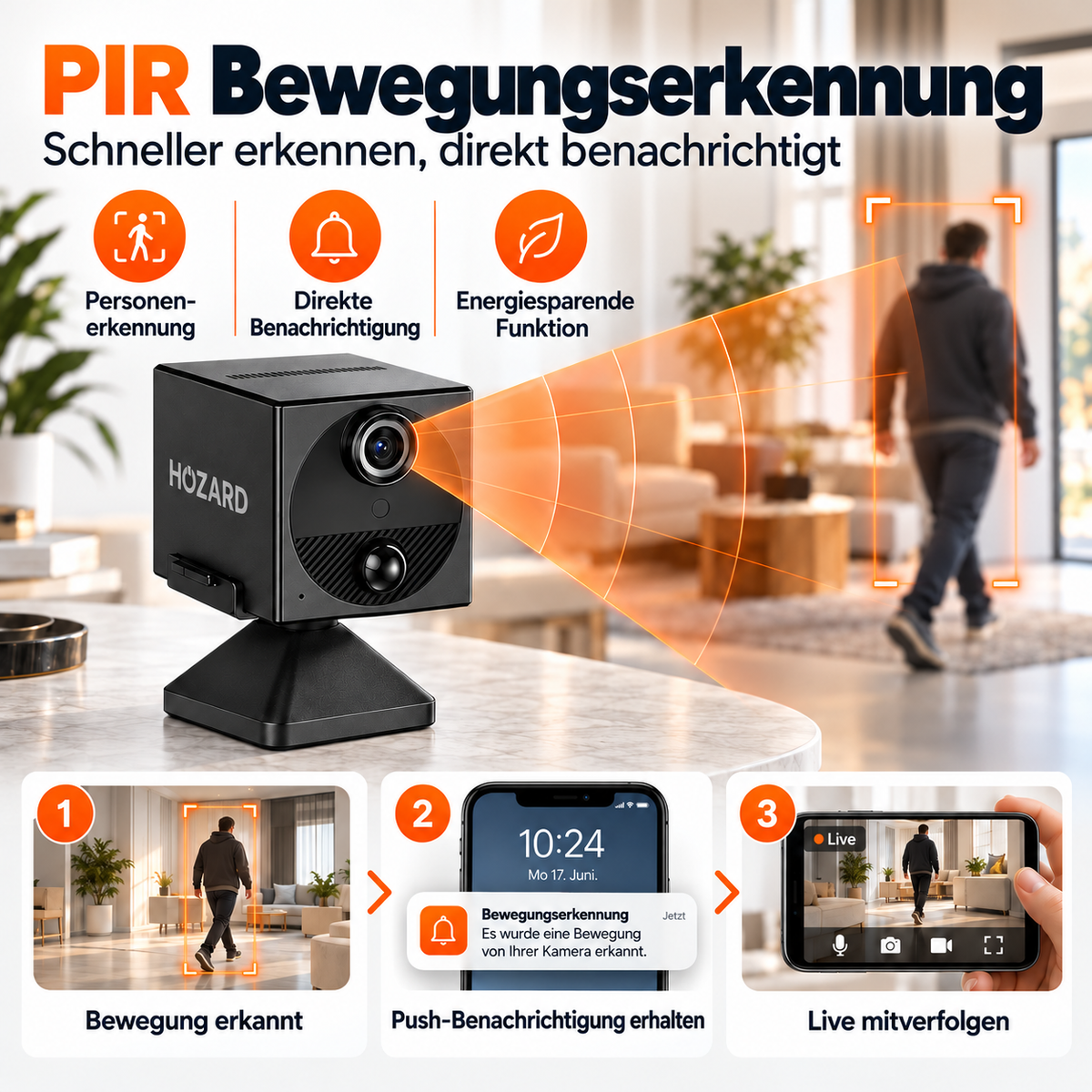 4G Mini Überwachungskamera - 2K - PIR - 3200 mAh