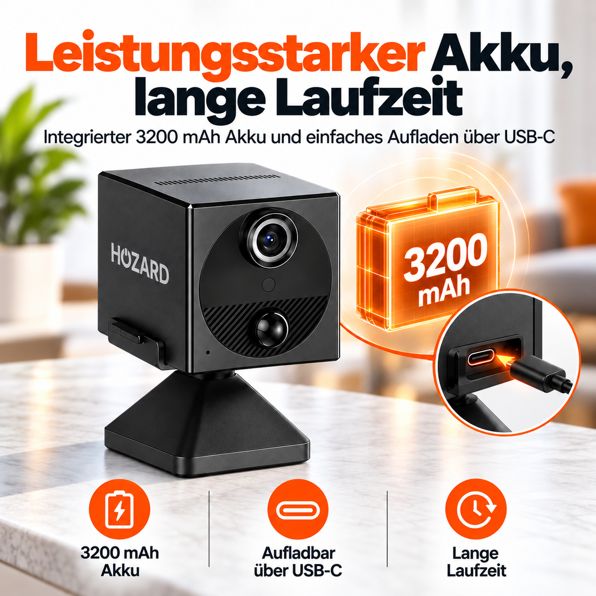 4G Mini Überwachungskamera - 2K - PIR - 3200 mAh
