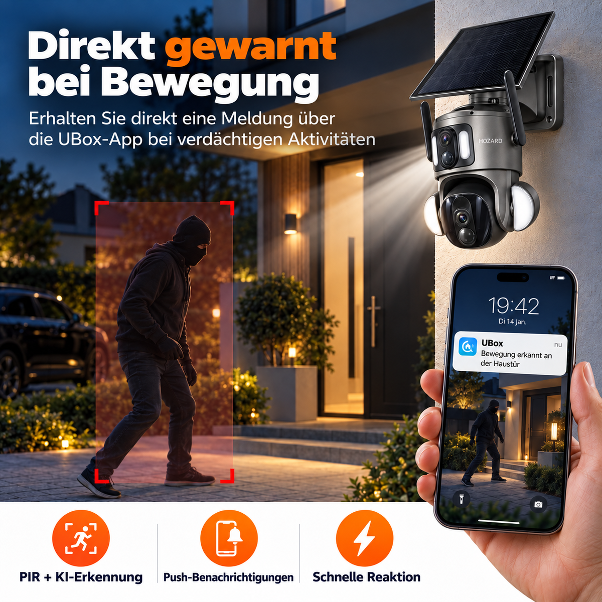 4G Überwachungskamera – 2K + 2K Dual-Lens PTZ – IP65 Solar – 15.600 mAh