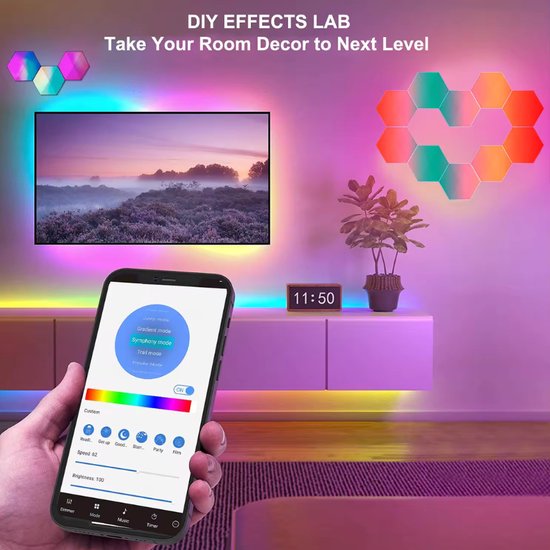 Hexagon LED Lichter App – Innenwandleuchte – RGB LED Beleuchtung – Gaming Zubehör – 6x LED-Panels