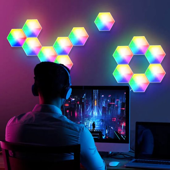 Hexagon LED Lichter App – Innenwandleuchte – RGB LED Beleuchtung – Gaming Zubehör – 6x LED-Panels