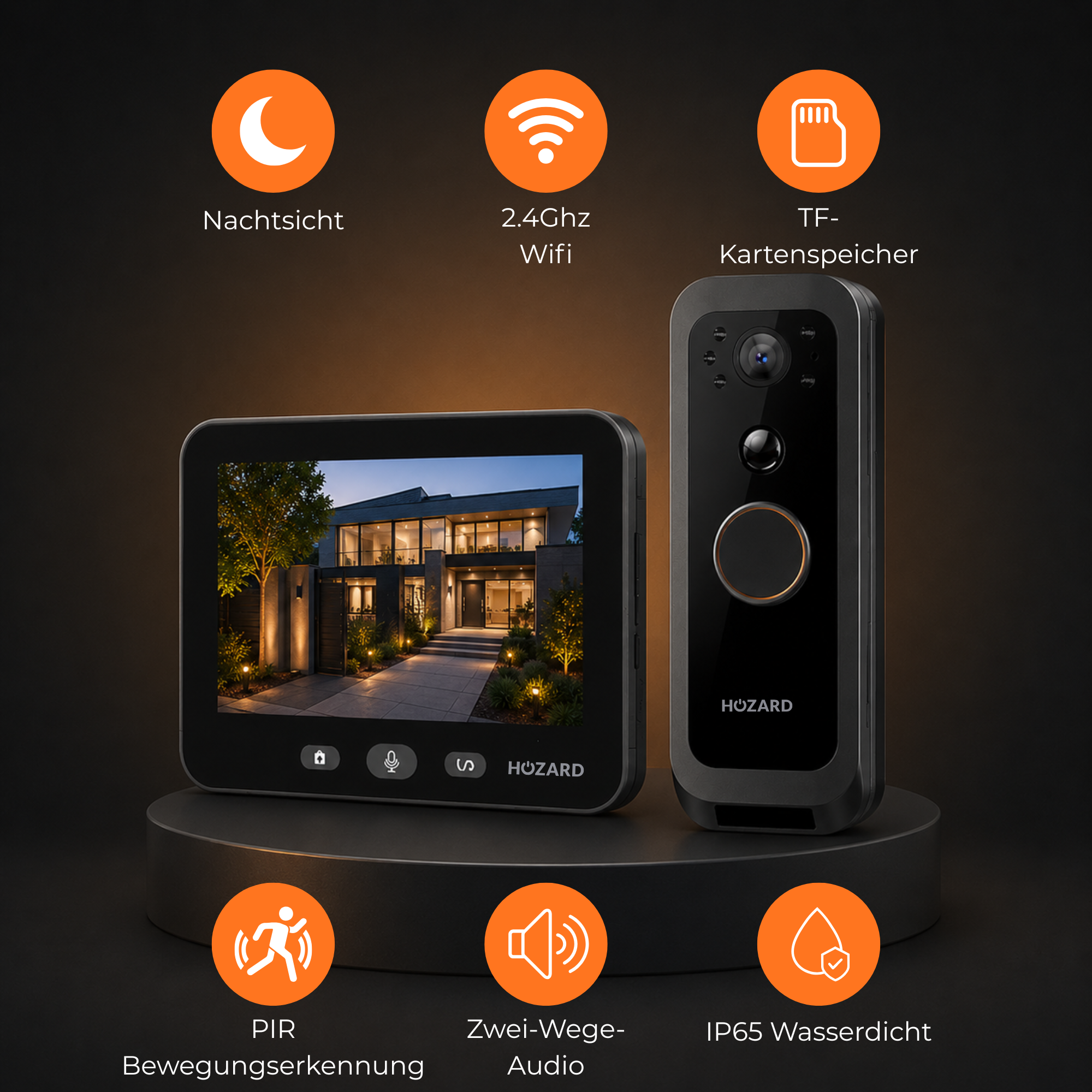 Türklingel mit Kamera und Monitor 32GB – WLAN – 5-Zoll IPS Display