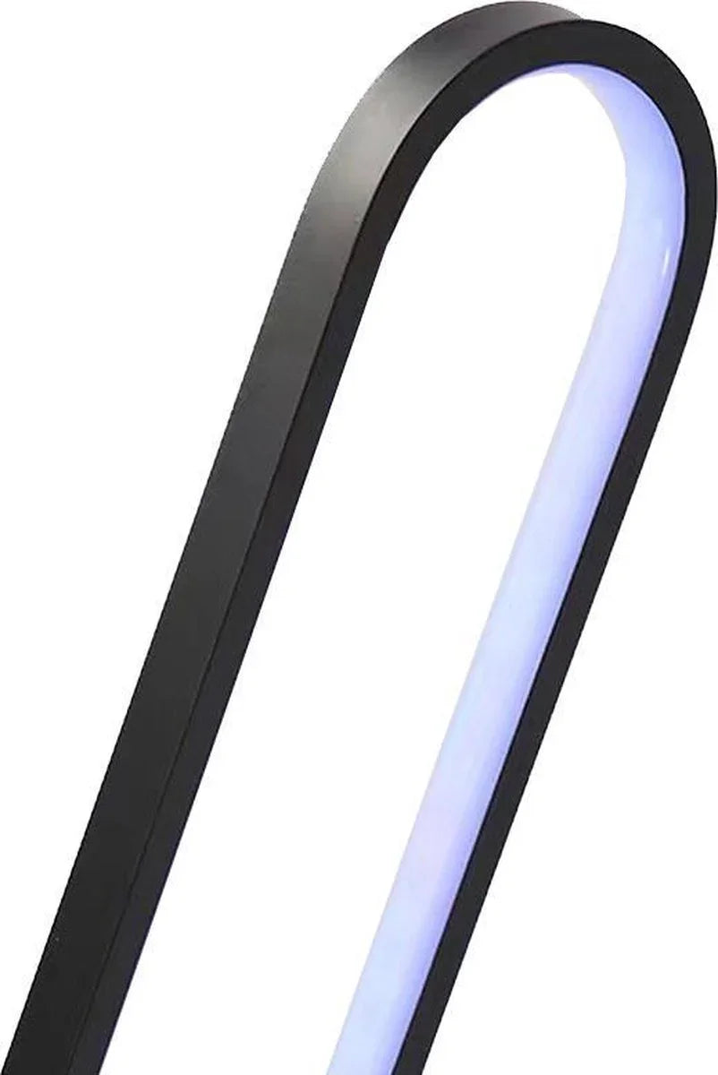 Moderne LED-Leuchte mit schlankem, schwarzem Rahmen und gebogener Form