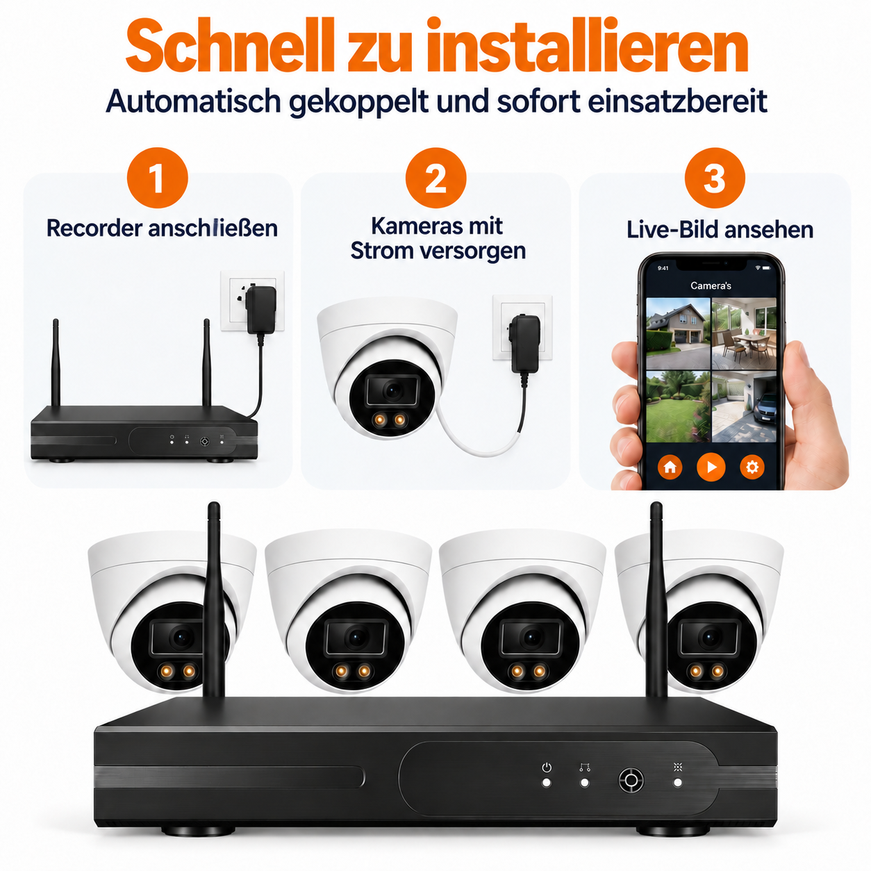 8x 2K Überwachungskamera Set – CCTV– WLAN Überwachungskamera