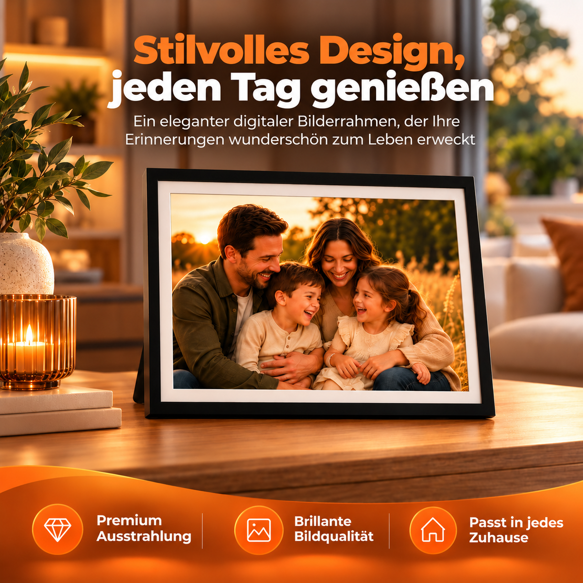 Digitaler Bilderrahmen 32GB – WiFi + Frameo App – Fotorahmen – 15,6 Touchscreen