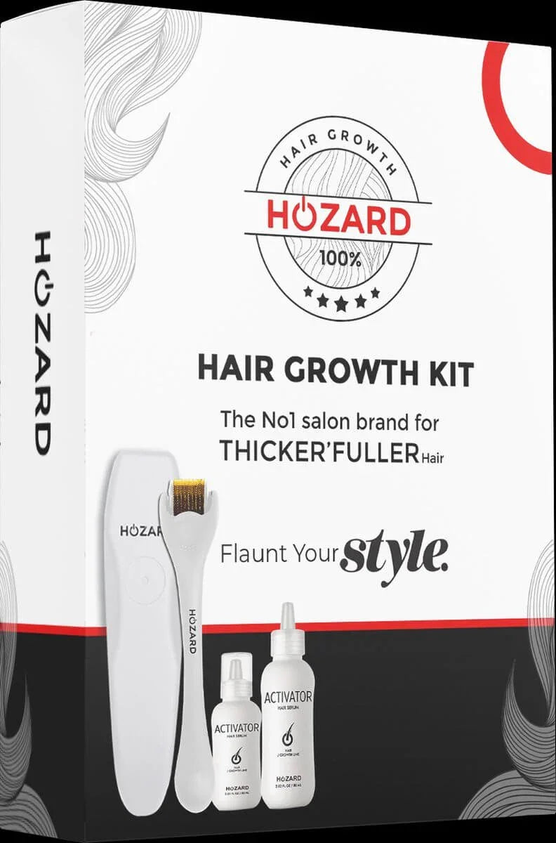 Haargrowth Kit mit Dermaroller und zwei Aktivator-Seren für volleres, dickeres Haar