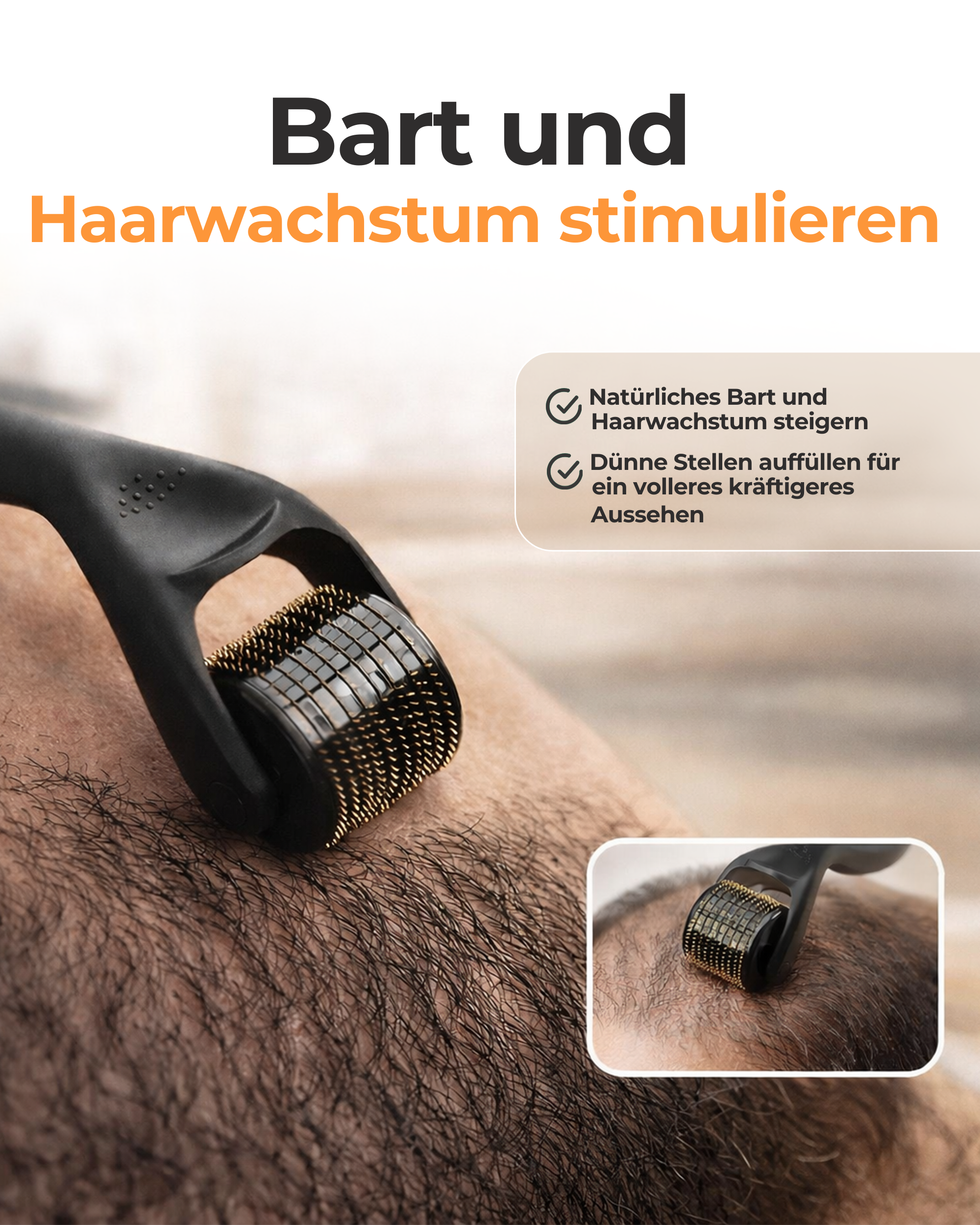Bartwuchs Set mit Dermaroller – Beard Growth Kit – 5-teiliges Pflege-Geschenkset