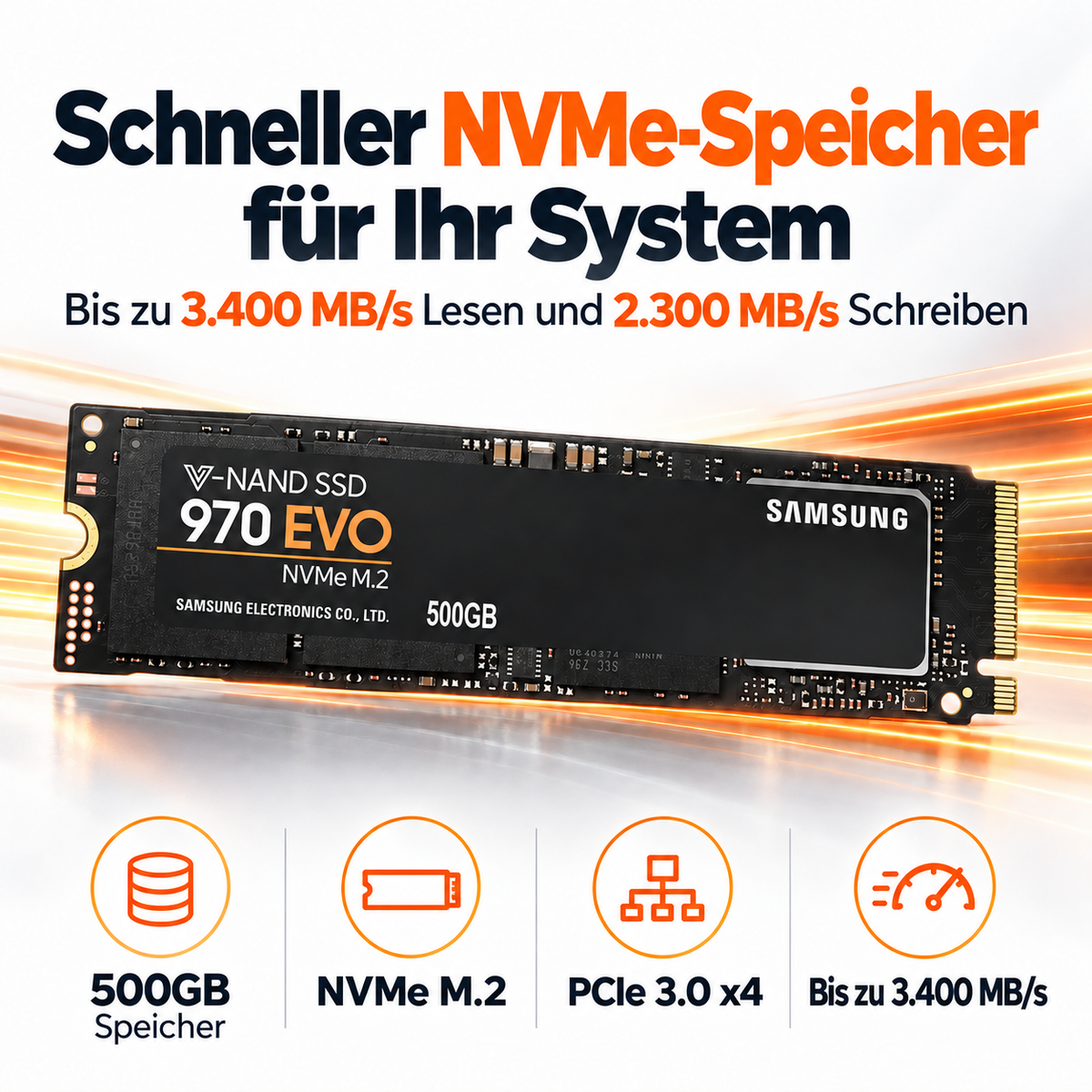 Samsung 970 EVO 500GB NVMe M.2 SSD - PCIe 3.0 x4