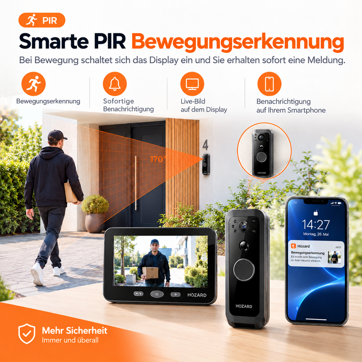 Türklingel mit Kamera und Monitor 32GB – WLAN