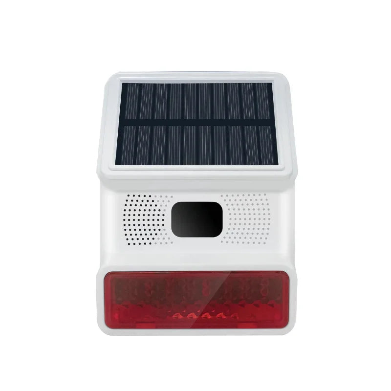 Drahtlose Akku Außensirene mit Alarmlicht – 100 dB – Solarpanel