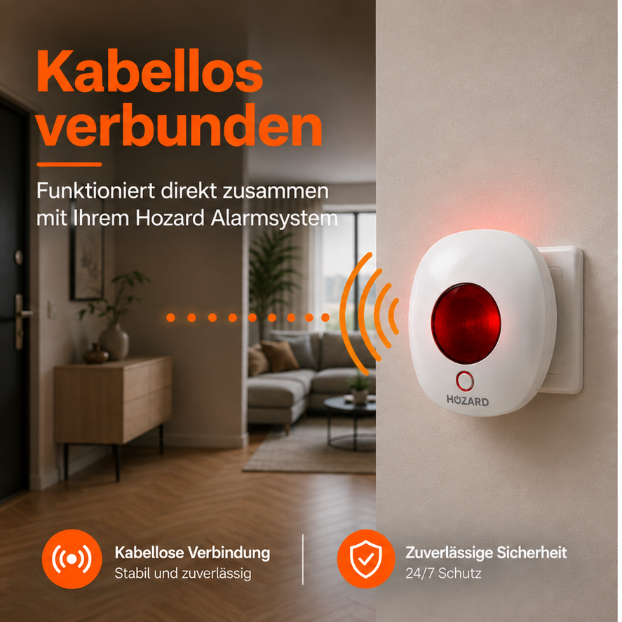 Drahtlose Innensirene mit Alarmlicht - 110dB