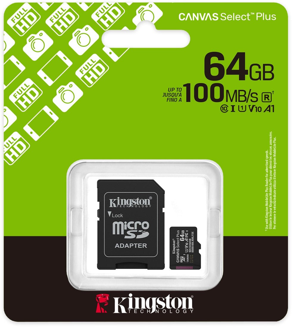 Kingston MicroSD + Adapter 64GB Class 10