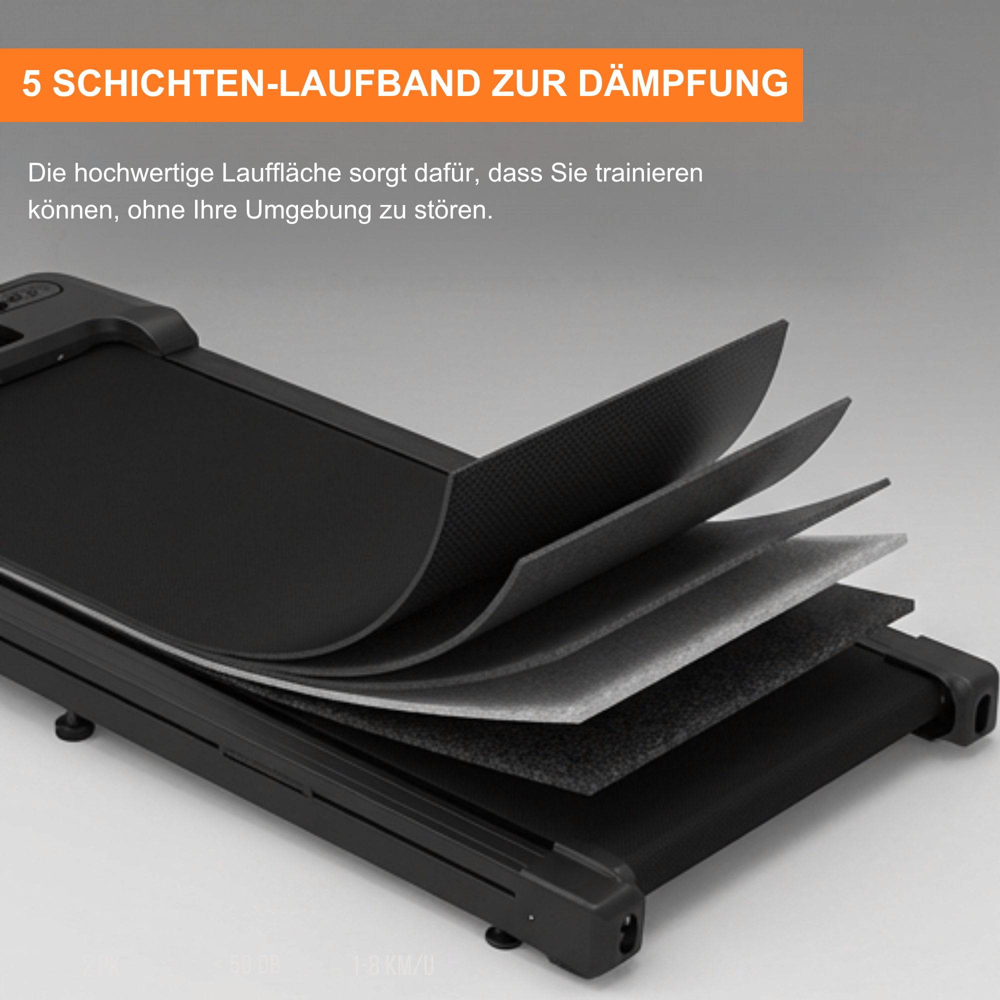Klappbares Laufband Premium – Walking Pad - Laufband mit 7 % Steigung – 8 km/h