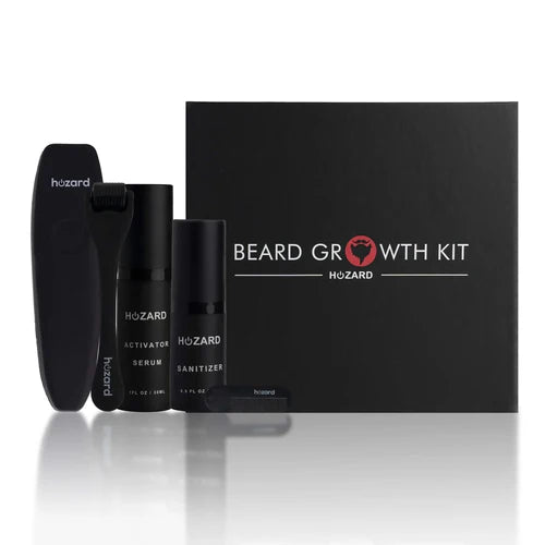 Bartwuchs Set mit Dermaroller – Beard Growth Kit – 5-teiliges Pflege-Geschenkset