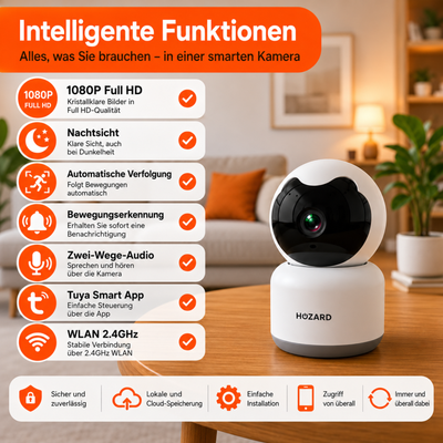 Überwachungskamera – Bewegungserkennung – 1080P – WLAN