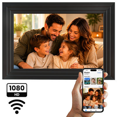 Digitaler Bilderrahmen 32GB – WiFi + Frameo App – Fotorahmen – 10,1 Zoll – IPS Touchscreen