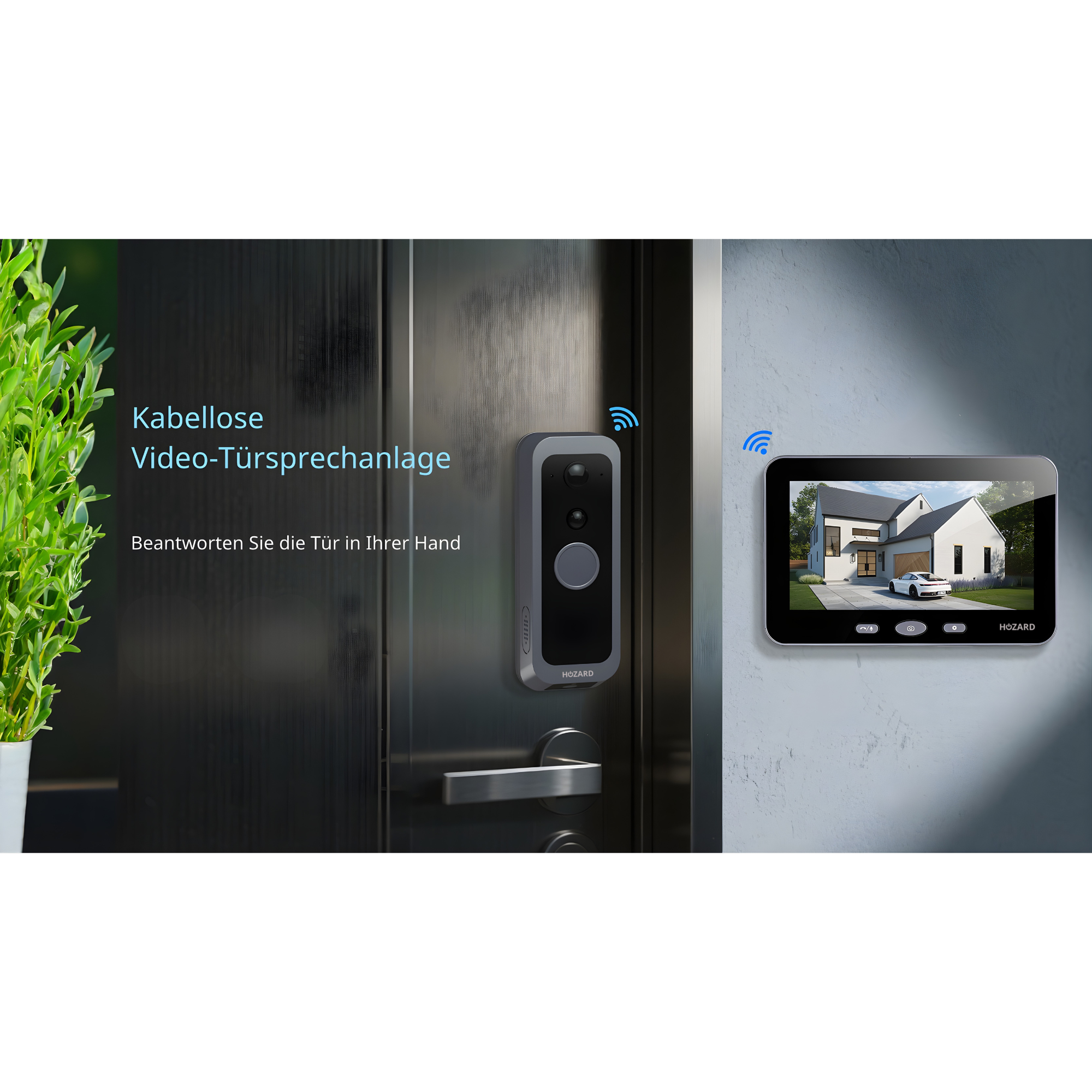 Türklingel mit Kamera und Monitor 32GB – WLAN + APP – Video-Türklingel – 5-Zoll-IPS-Display