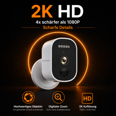 2K Akku Überwachungskamera außen – WLAN Video Kamera