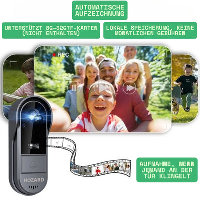 Video-Türklingel mit Kamera, automatische Aufzeichnung und lokaler Speicheroption angezeigt