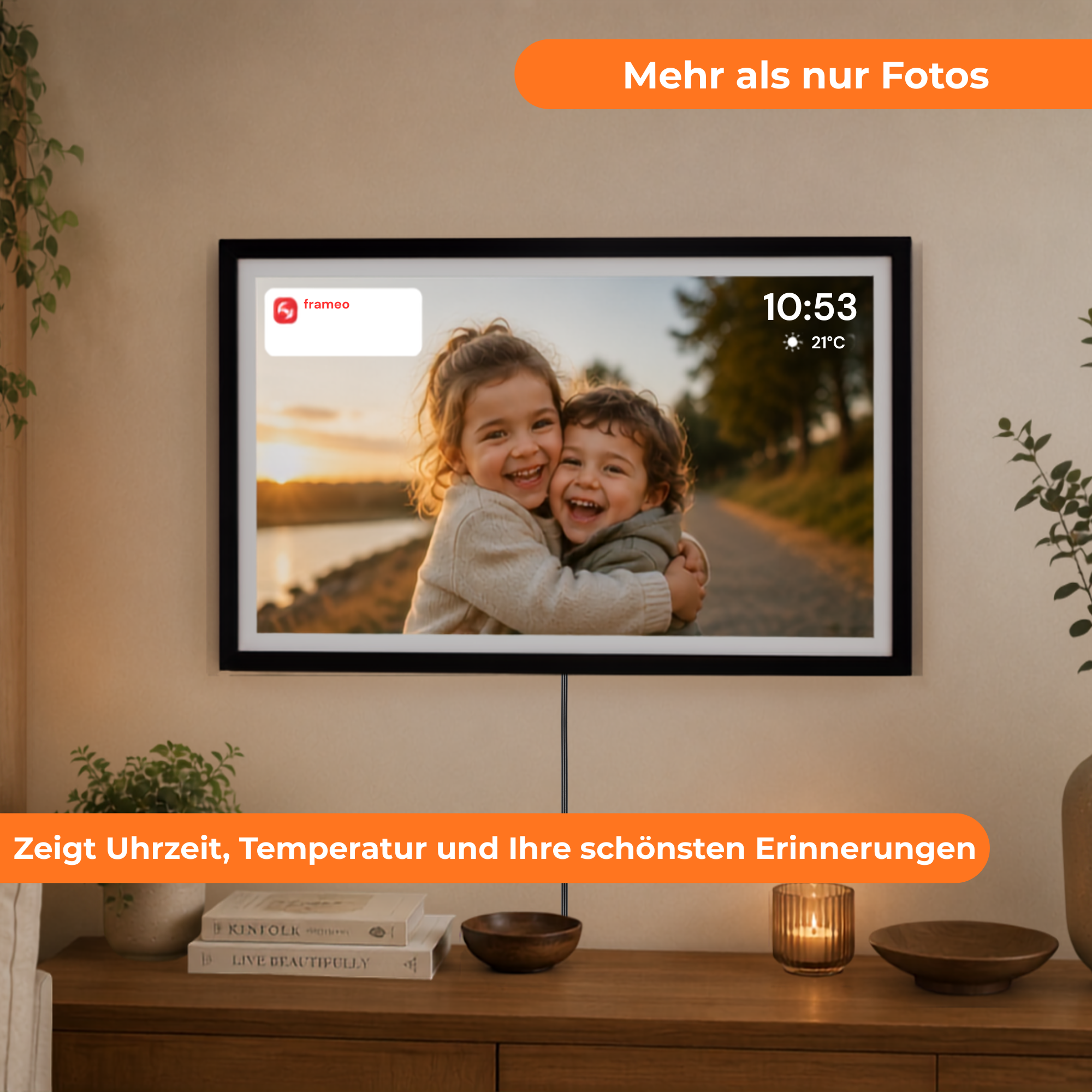 Digitaler Bilderrahmen 32GB – WiFi + Frameo App – Fotorahmen – 15,6 Zoll – IPS Touchscreen