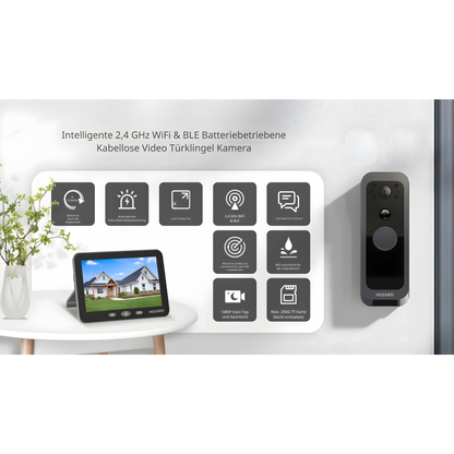 Türklingel mit Kamera und Monitor 32GB – WLAN + APP – Video-Türklingel – 5-Zoll-IPS-Display