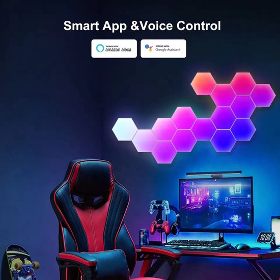 Hexagon LED Lichter App – Innenwandleuchte – RGB LED Beleuchtung – Gaming Zubehör – 6x LED-Panels