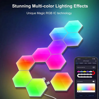 Hexagon LED Lichter App – Innenwandleuchte – RGB LED Beleuchtung – Gaming Zubehör – 6x LED-Panels