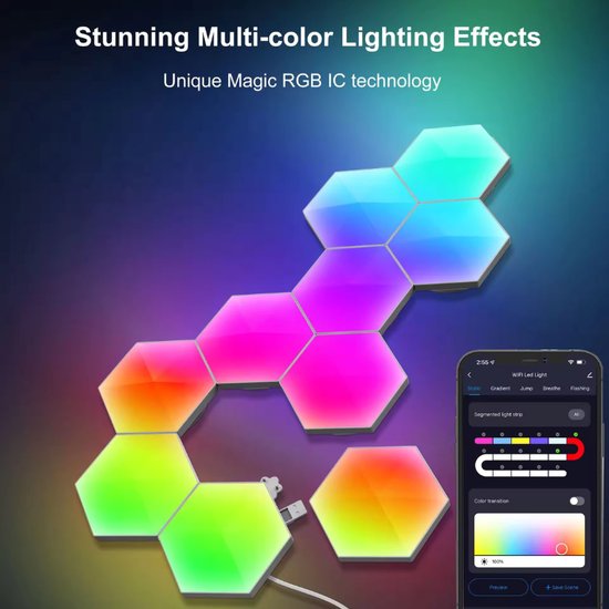 Hexagon LED Lichter App – Innenwandleuchte – RGB LED Beleuchtung – Gaming Zubehör – 6x LED-Panels
