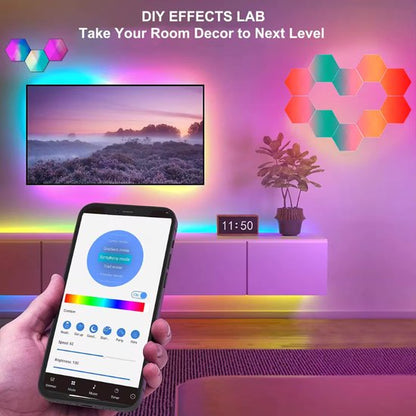 Hexagon LED Lichter App – Innenwandleuchte – RGB LED Beleuchtung – Gaming Zubehör – 6x LED-Panels