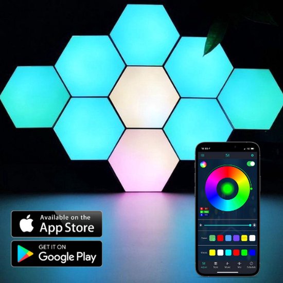 Hexagon LED Lichter App – Innenwandleuchte – RGB LED Beleuchtung – Gaming Zubehör – 6x LED-Panels