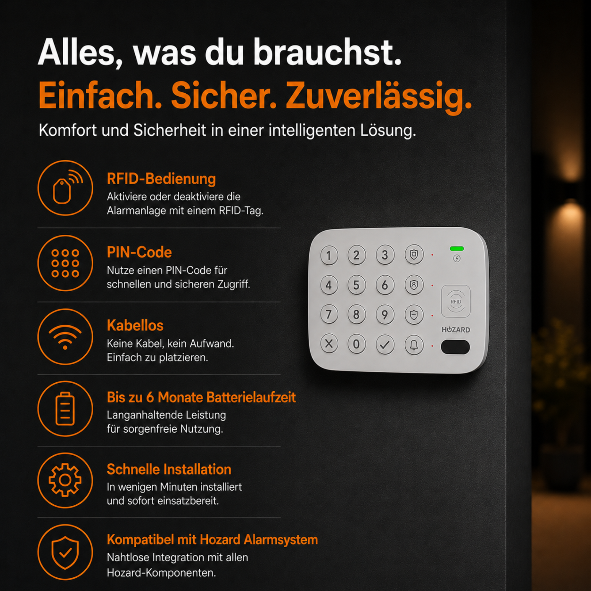Intelligentes Bedienfeld V2 – Langlebiger Akku – 2 RFID-Tags