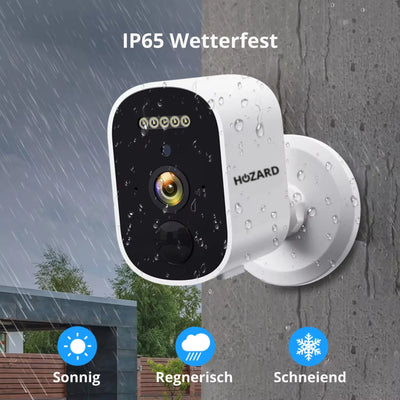 Wetterfeste IP65 Überwachungskamera außen an Wand, ideal bei Regen, Sonne und Schnee