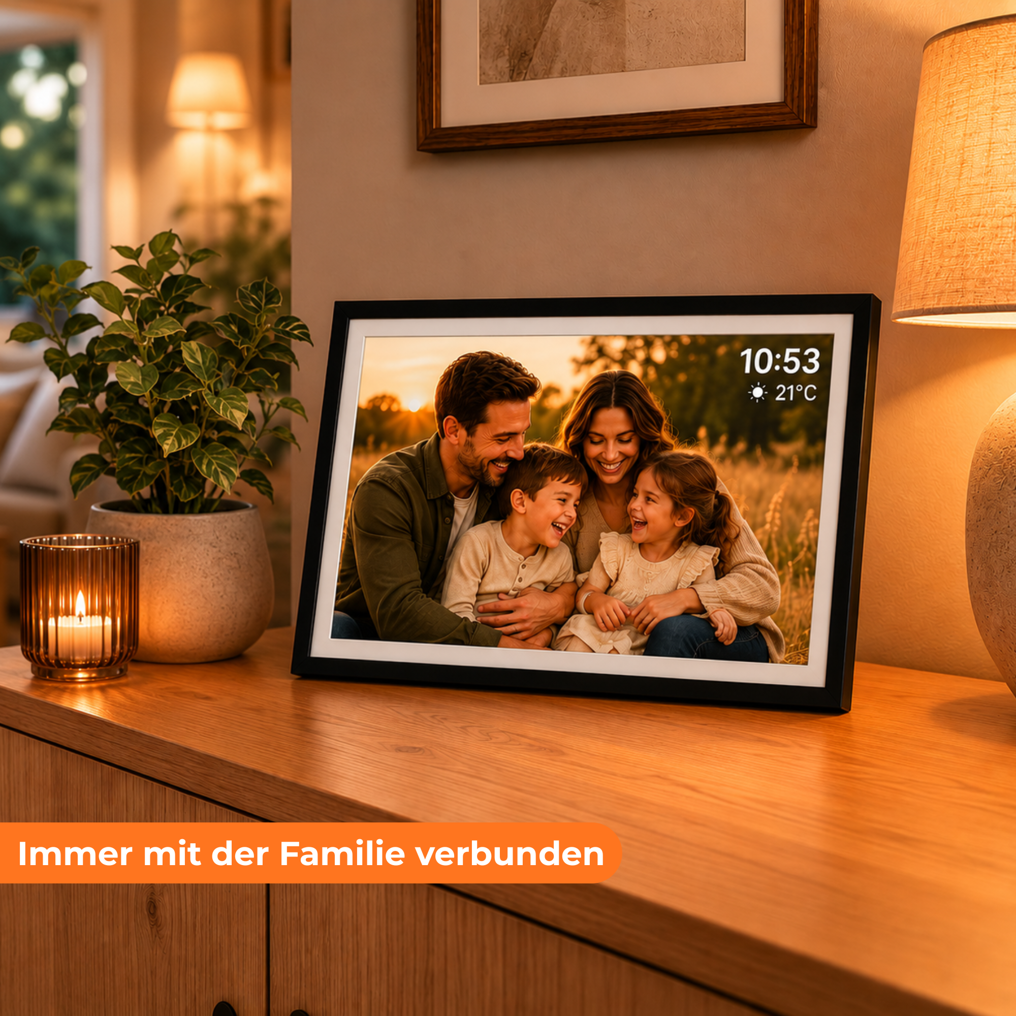 Digitaler Bilderrahmen 32GB – WiFi + Frameo App – Fotorahmen – 15,6 Zoll – IPS Touchscreen