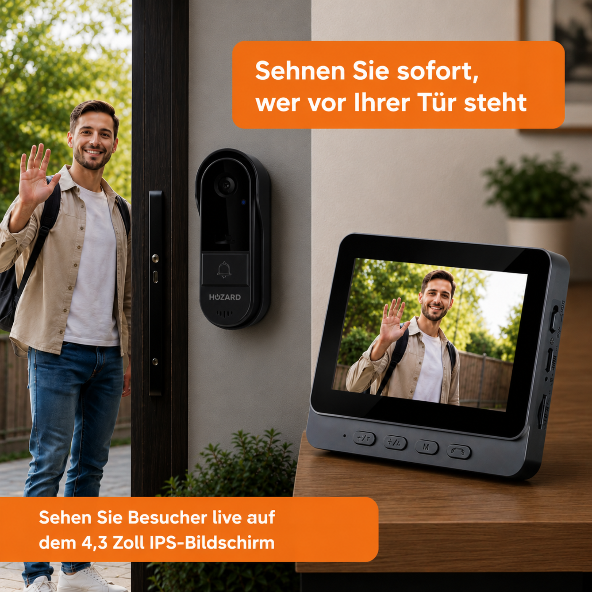 Türklingel mit Kamera und Monitor – Video Türklingel - 4,3 IPS Bildschirm