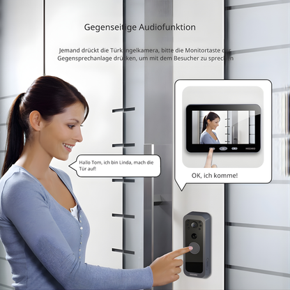 Türklingel mit Kamera und Monitor 32GB – WLAN + APP – Video-Türklingel – 5-Zoll-IPS-Display
