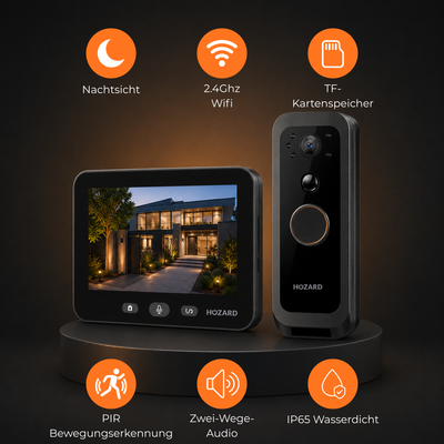 Türklingel mit Kamera und Monitor 32GB – WLAN – 5-Zoll IPS Display