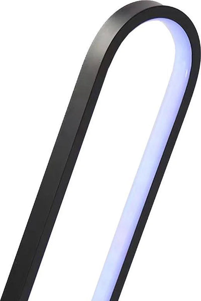 Moderne LED-Leuchte mit schlankem, schwarzem Rahmen und gebogener Form