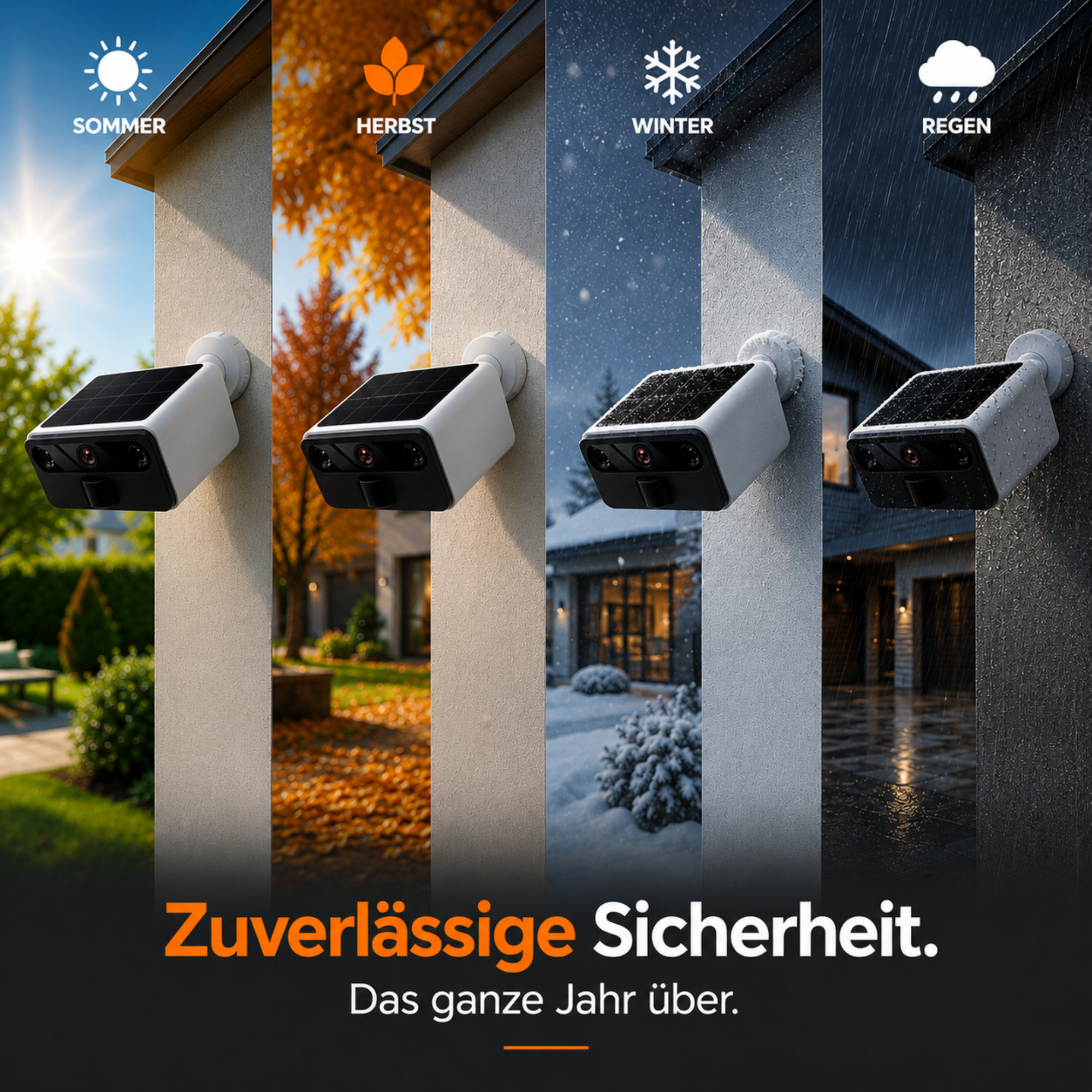 2K Außenkamera mit Nachtsicht – Drahtlose FHD Solar-Überwachungskamera – IP66 – WLAN mit App