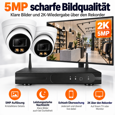 8x 2K Überwachungskamera Set – CCTV– WLAN Überwachungskamera