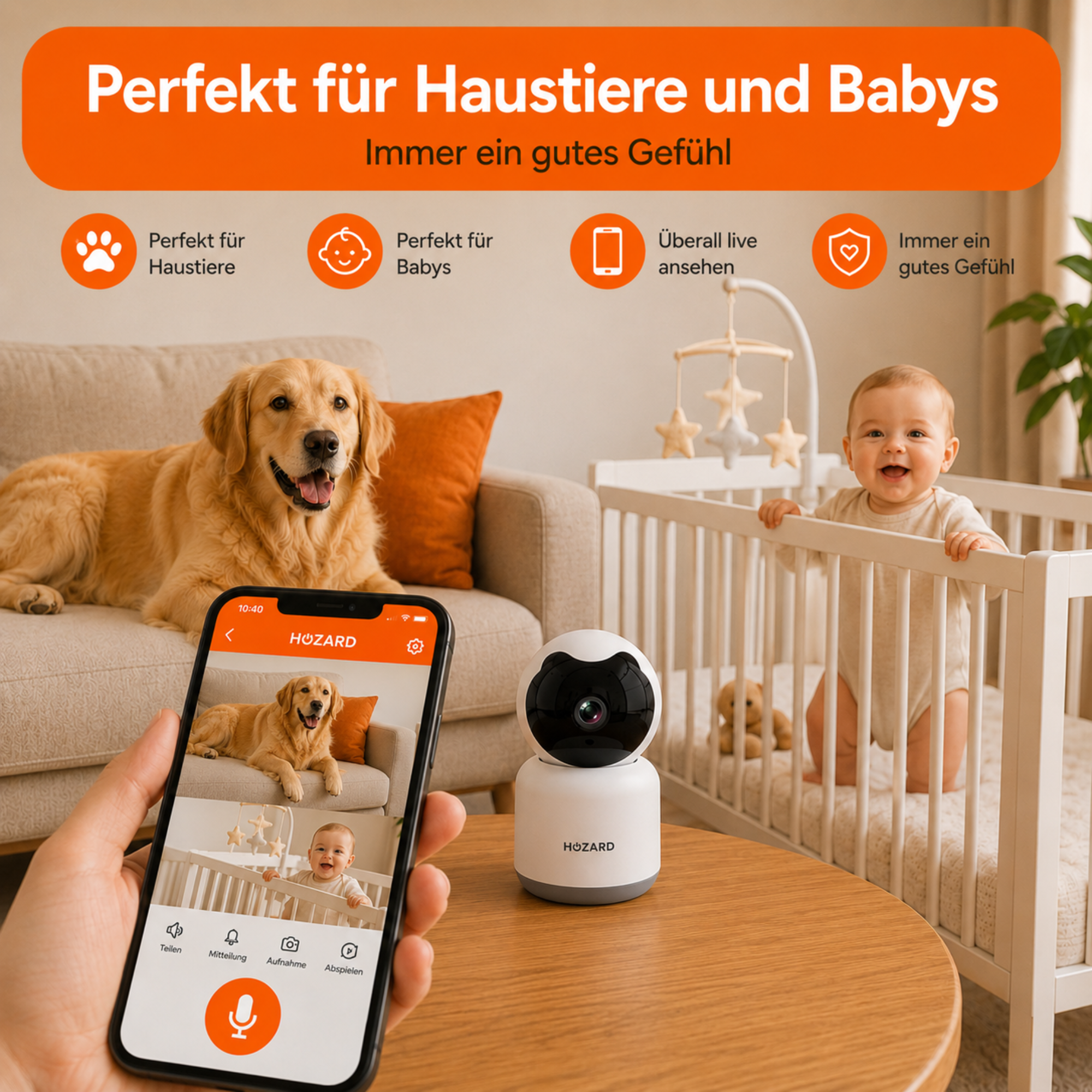 Überwachungskamera – Bewegungserkennung – 1080P – WLAN