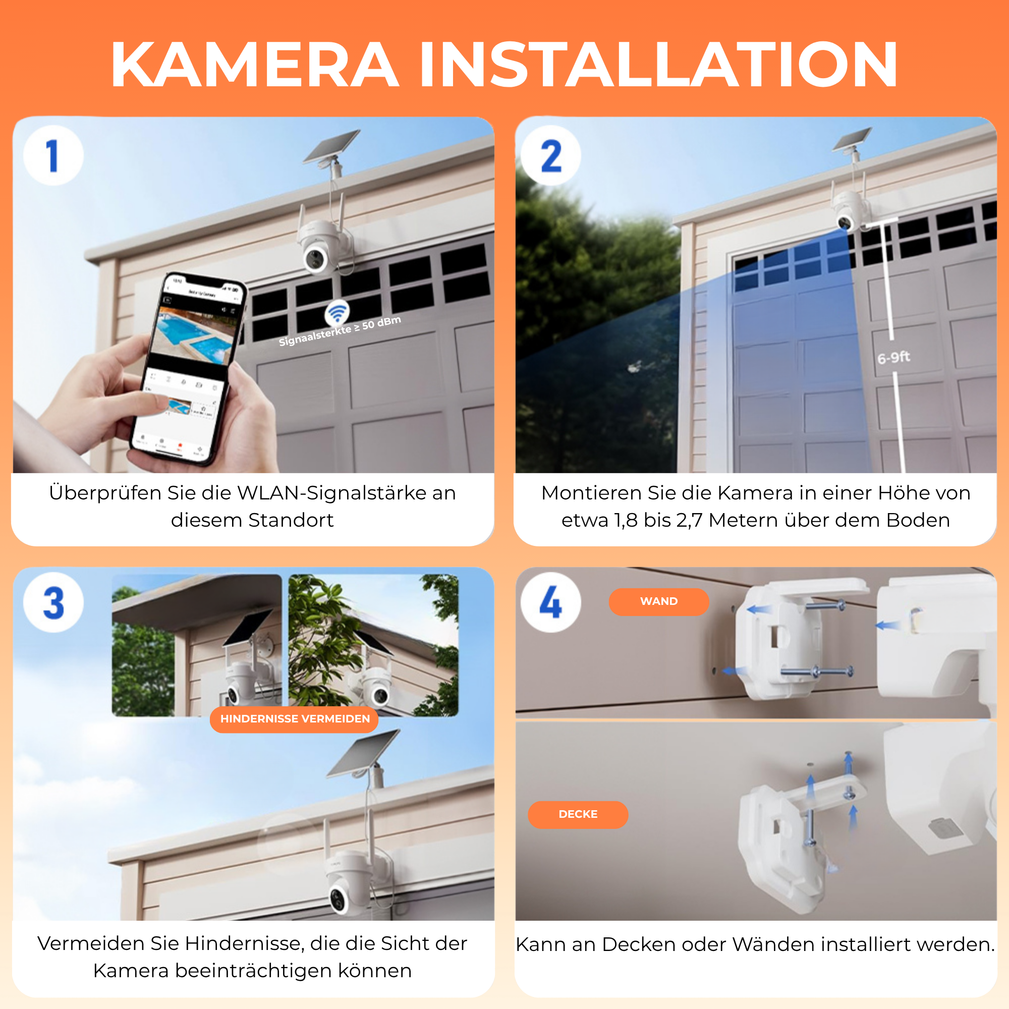 4K UHD 4x Überwachungskamera Draußen – Solar & IP66 + HomeBase 64 GB