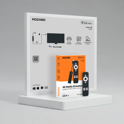 Hozard 4K Media Streamer mit Fernbedienung, HDMI-Anschluss, unterstützt Google, Apple AirPlay, Smart TV Streaming