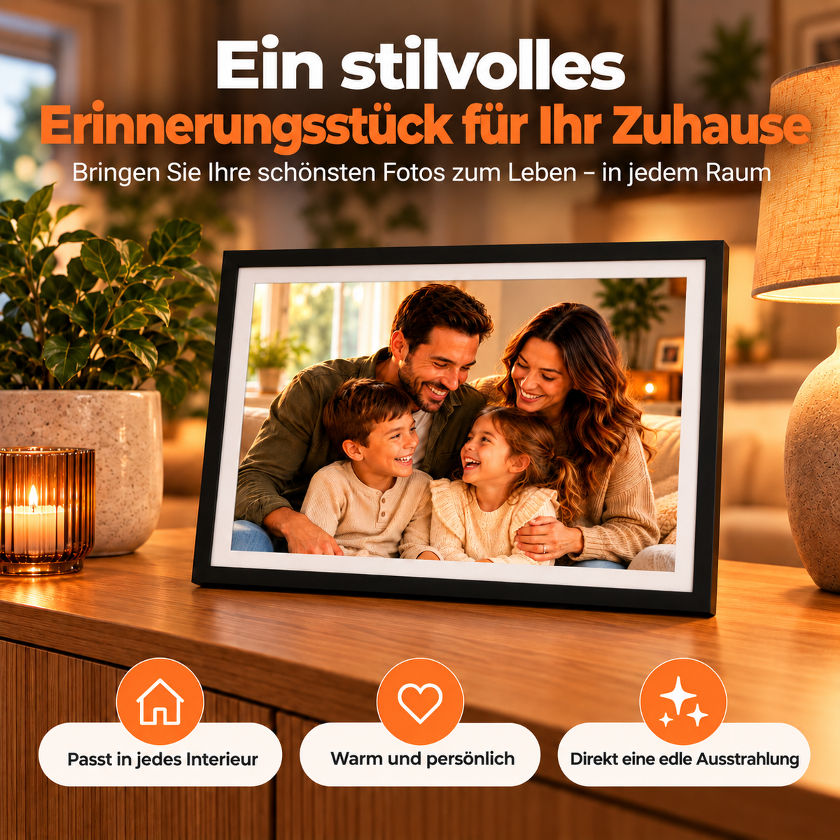 Digitaler Bilderrahmen 32GB – WiFi + Frameo App – Fotorahmen – 15,6 Touchscreen