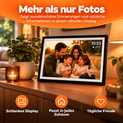 Digitaler Bilderrahmen 32GB – WiFi + Frameo App – Fotorahmen – 15,6 Touchscreen