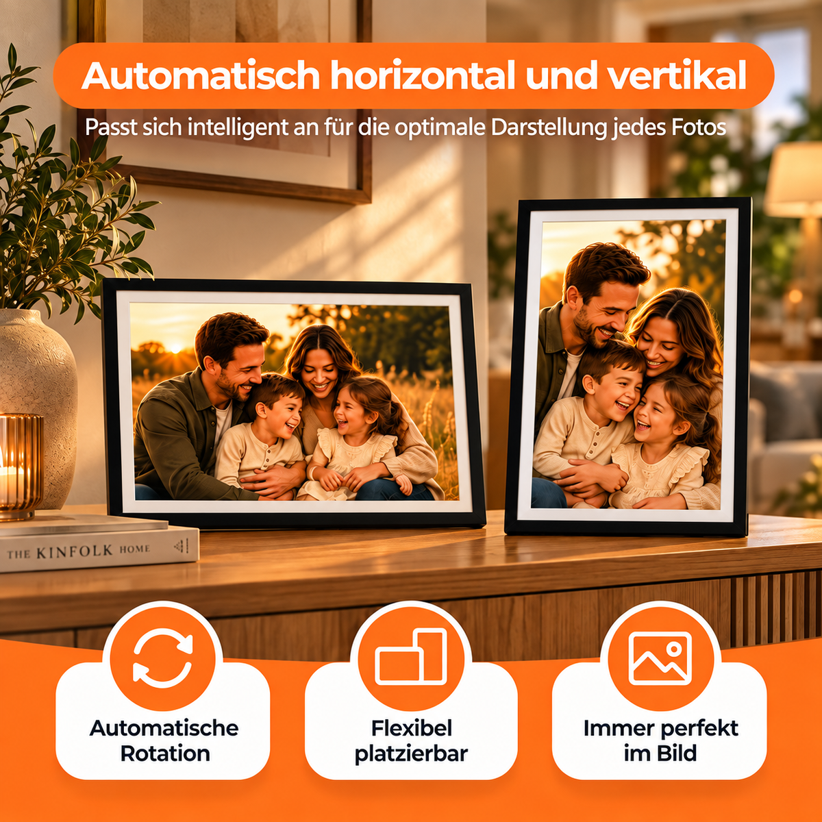 Digitaler Bilderrahmen 32GB – WiFi + Frameo App – Fotorahmen – 15,6 Touchscreen