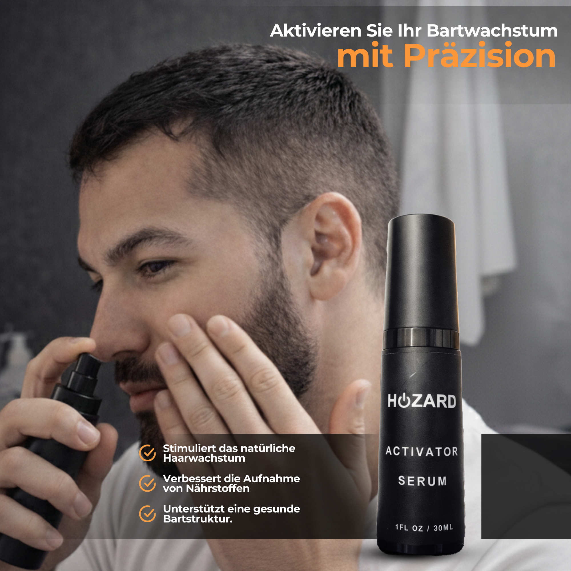 Bartwuchs Set mit Dermaroller – Beard Growth Kit – 5-teiliges Pflege-Geschenkset